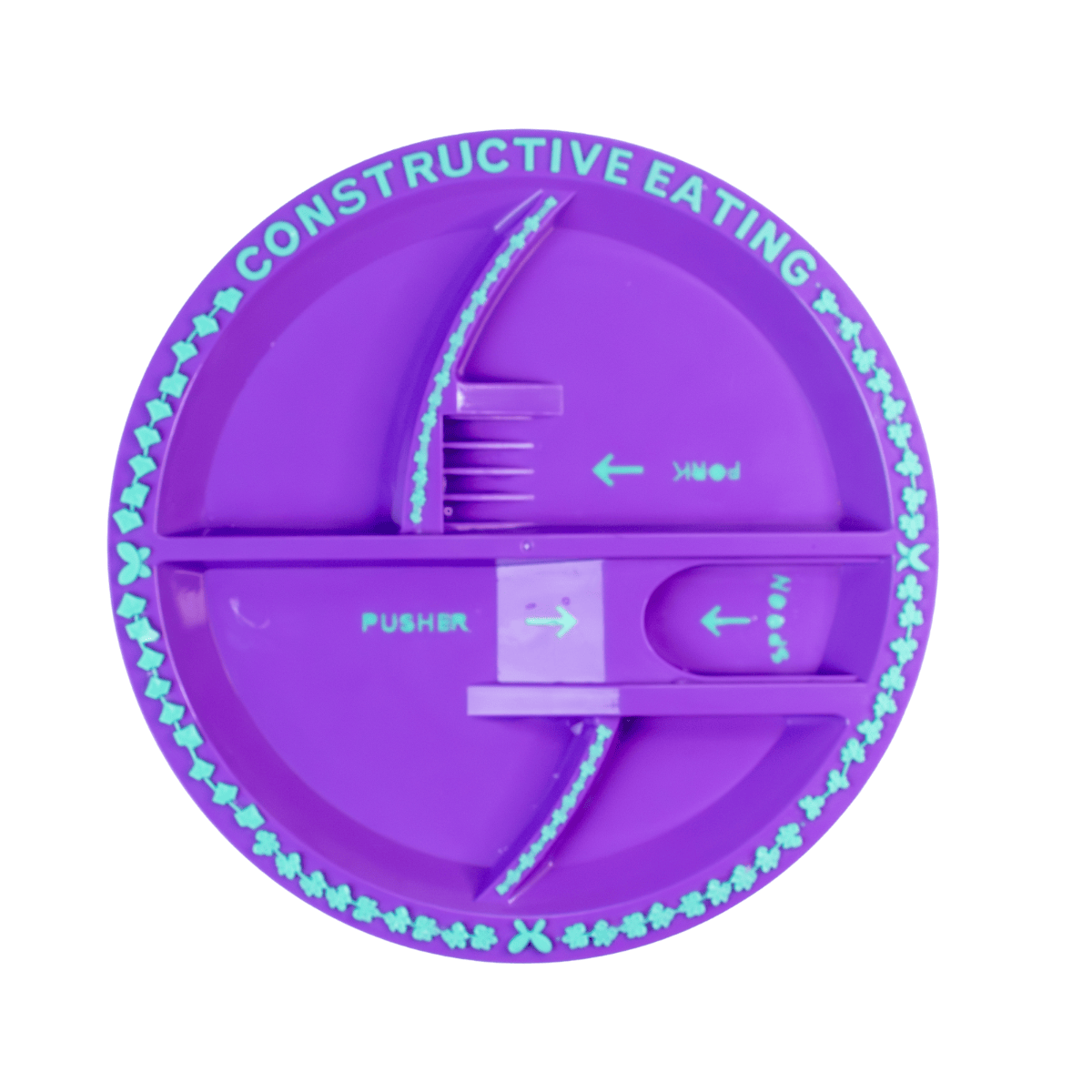 Purple fairy-themed kids plate from Dino Dish with divided sections for magical and fun mealtime.